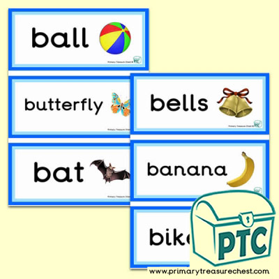 Letter 'b' Themed Flashcards - Primary Treasure Chest