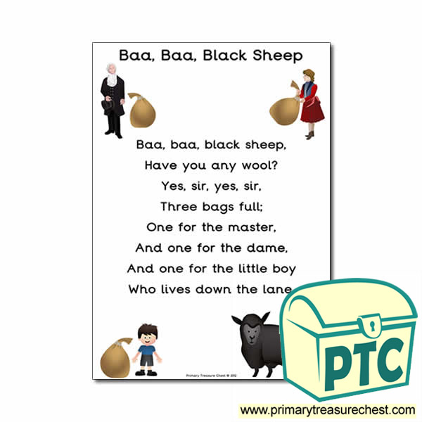 Baa Baa Black Sheep Nursery Rhyme Poster
