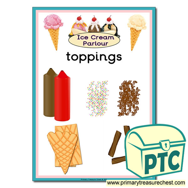 Ice Cream Parlour toppings Menu