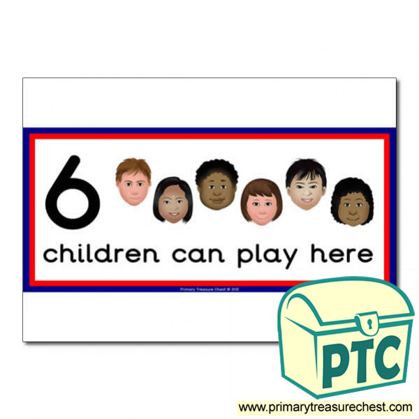English Area Sign - Images of Faces - 6 children can play here - Classroom Organisation Poster