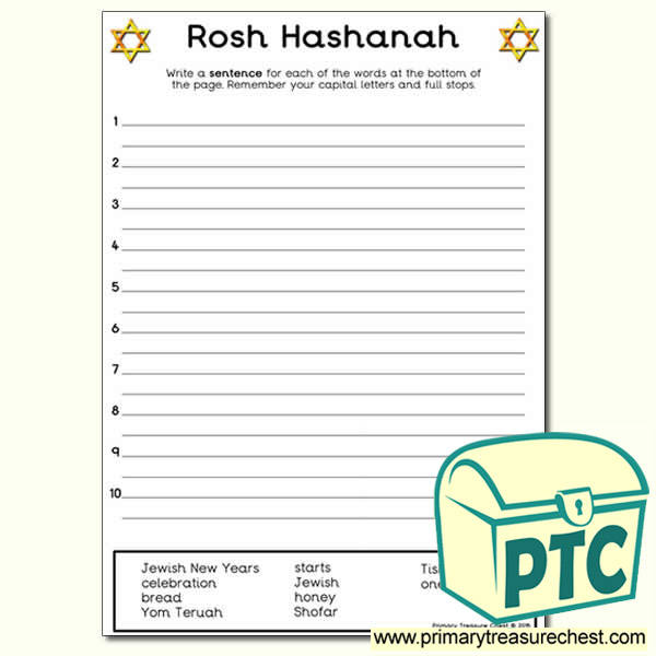 Rosh Hashanah Sentence Worksheet