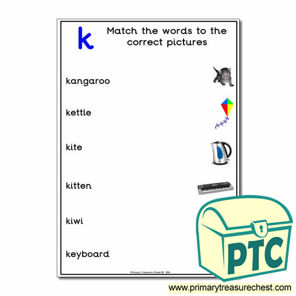 Match the 'k' Themed Words to the Pictures