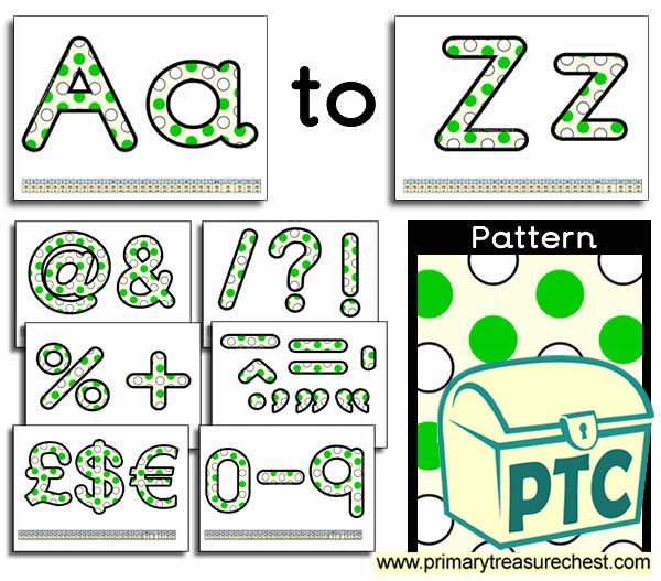 Green and white polka dot Display Lettering