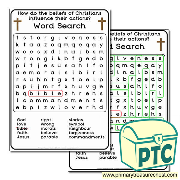 Christianity Themed Word Search Worksheet