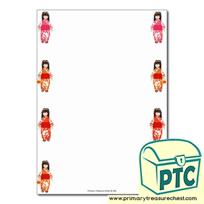 Japanese Girl Page Border/Writing Frame (no lines)