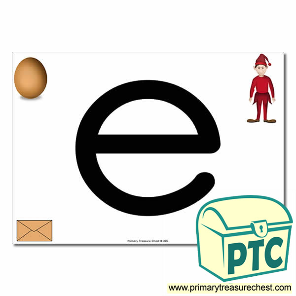  'e' Lowercase  Letter A4 Poster containing high quality realistic images.