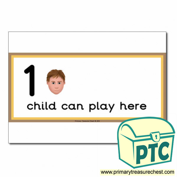 Quiet Area Sign - Images of Faces - 1 child can play here - Classroom Organisation Poster