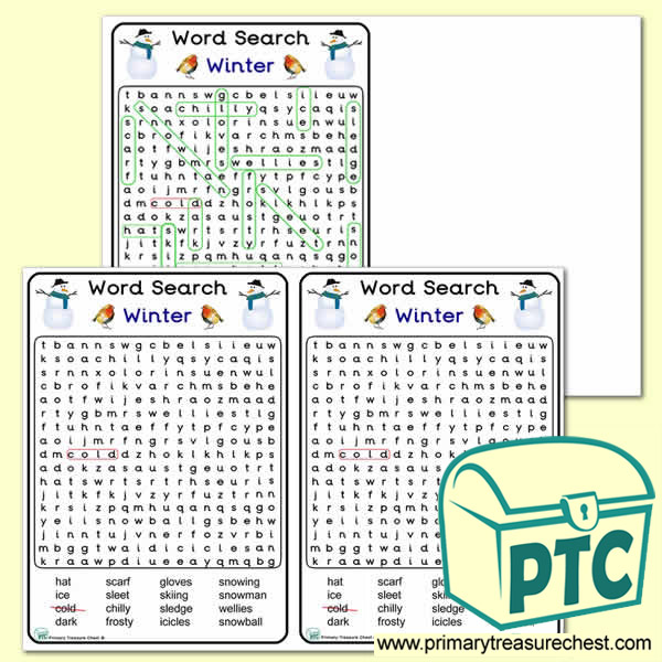 A5 Winter Themed Word Search