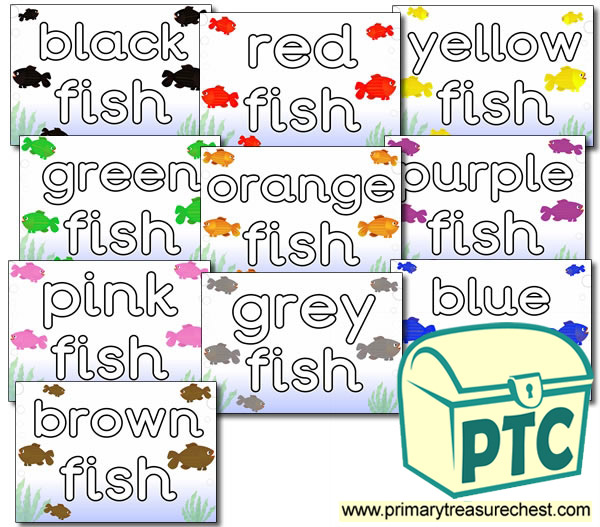 Fish Themed HF Colour Words-Literacy Playdough Mats 