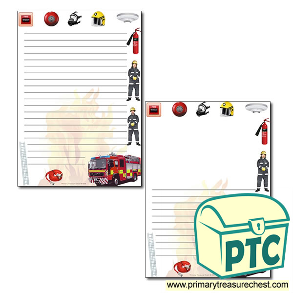 Fire Station Themed Page Border/Writing Frame (narrow lines)