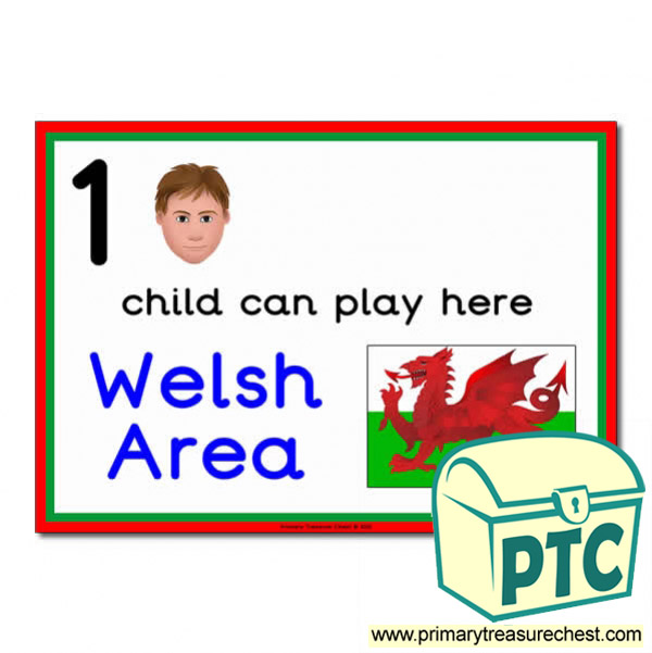 Welsh Area Sign - 'How Many Children Can Play Here' Classroom Organisation Posters