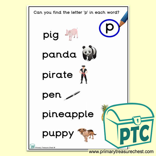 Find the Letter 'p' Activity Sheet