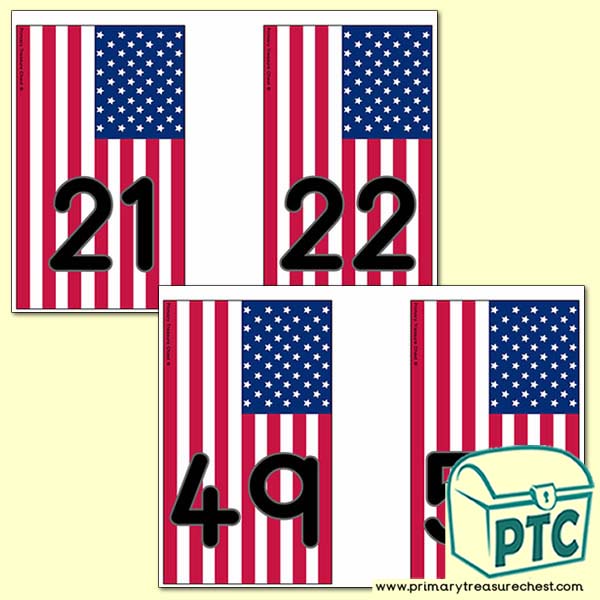 US Flag Number Line Bunting - American Teaching Resources - K-12 printables