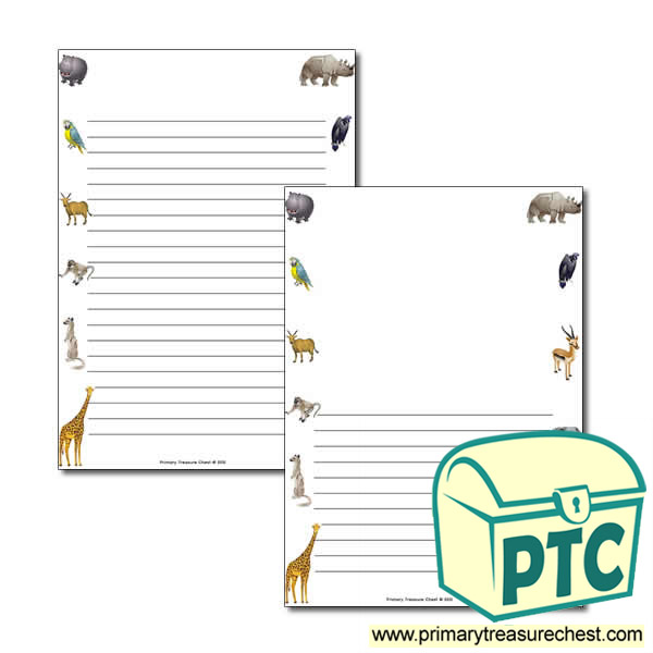 Animals Themed Page Border/Writing Frame (narrow lines)