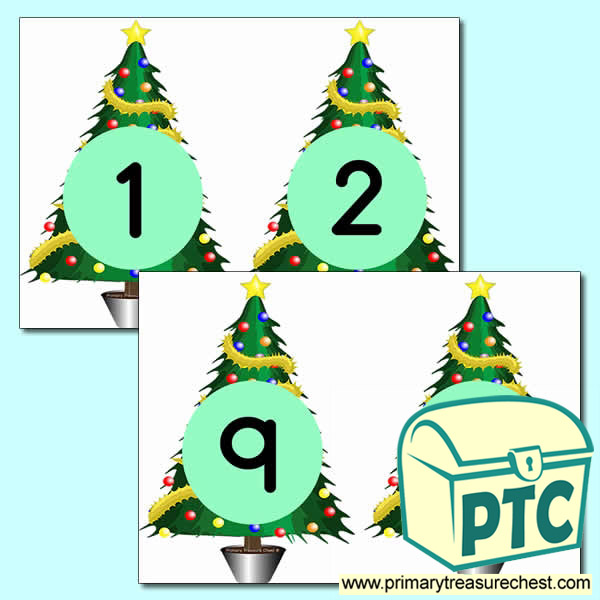 Christmas Tree Number Cards 0 to 10