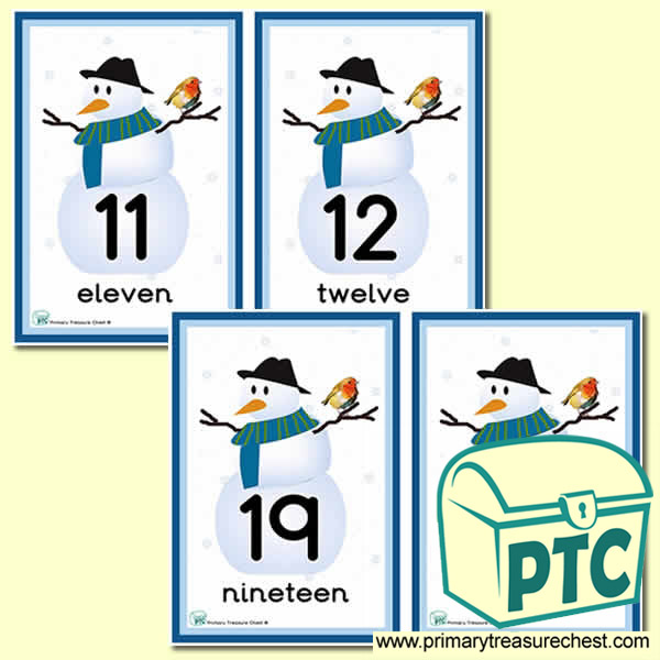 Snowman Themed Number Line 11 to 20