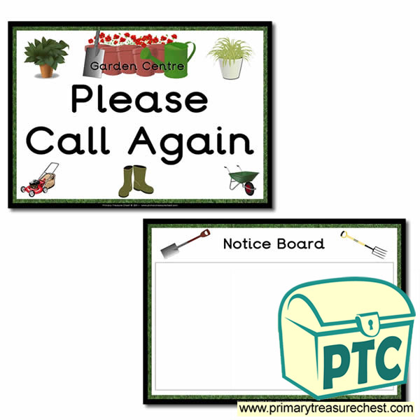 Role Play Garden Centre Notice Board / Call Again Signs