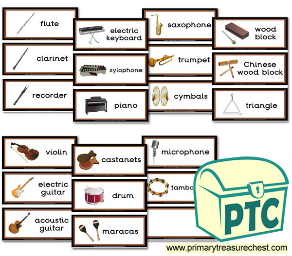 Musical Instruments Themed Flashcards