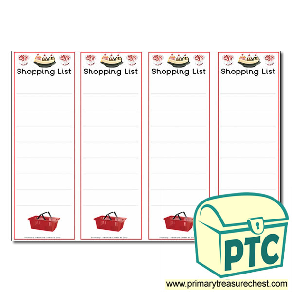 Role Play Ice Cream Parlour Shopping Lists