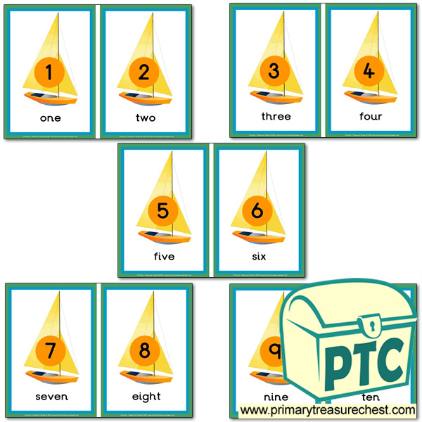 Sailing Boats Themed Number Line 1-10