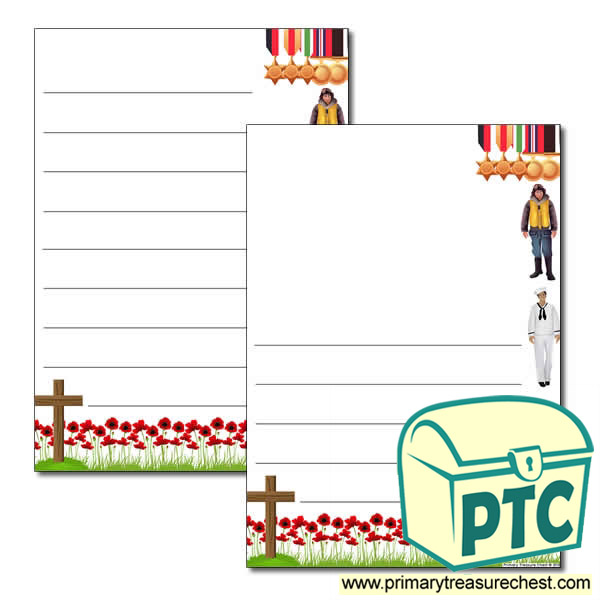 Remembrance Day Page Border /Writing Frame (wide lines)