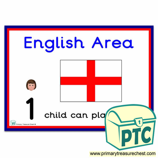 English Area Sign - Number Pattern Images Provided  '1 child can play here' - Classroom Organisation Poster