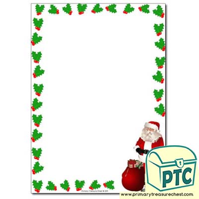 Santa with Holly Page Border / Writing Frame (no lines) - Christmas and ...