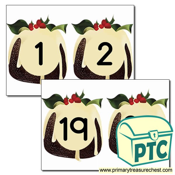 Christmas Pudding Number Cards 0 to 20