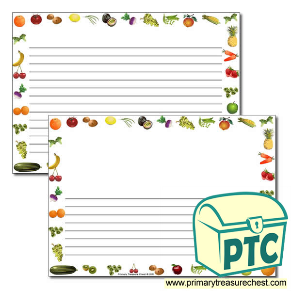 Harvest fruit & vegetables Landscape Page Border/Writing Frame (narrow lines)