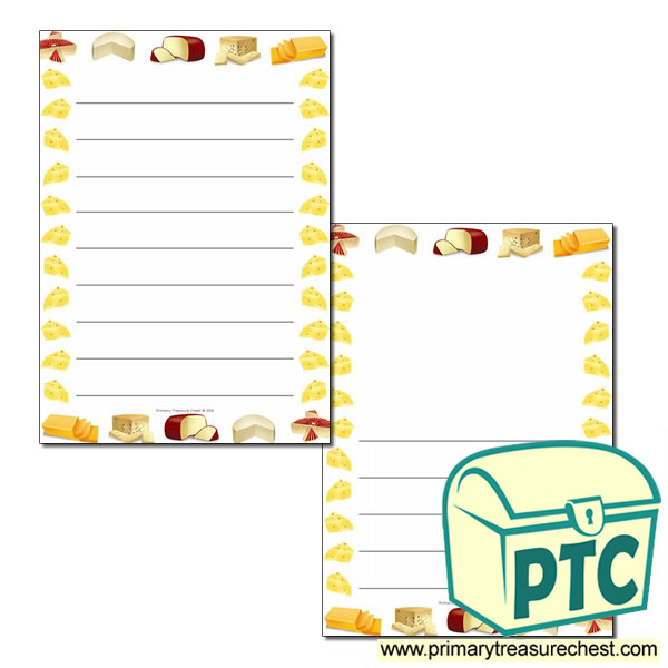 Cheese Themed Page Borders/Writing Frames (wide lines)