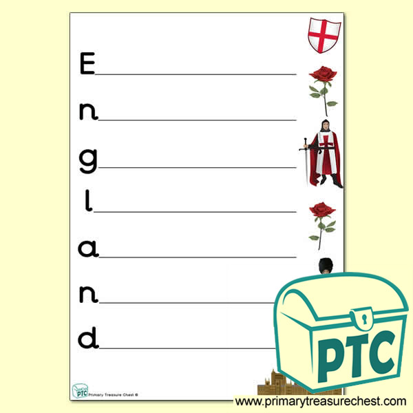England Acrostic Poem Worksheet