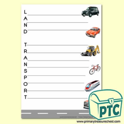 'Land Transport' Acrostic Poem Sheet