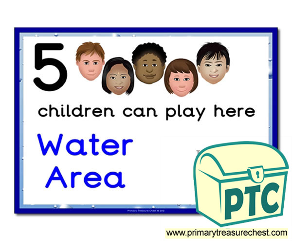 Water Area Sign - Add Your Own Image - 5 children can play here - Classroom Organisation Poster