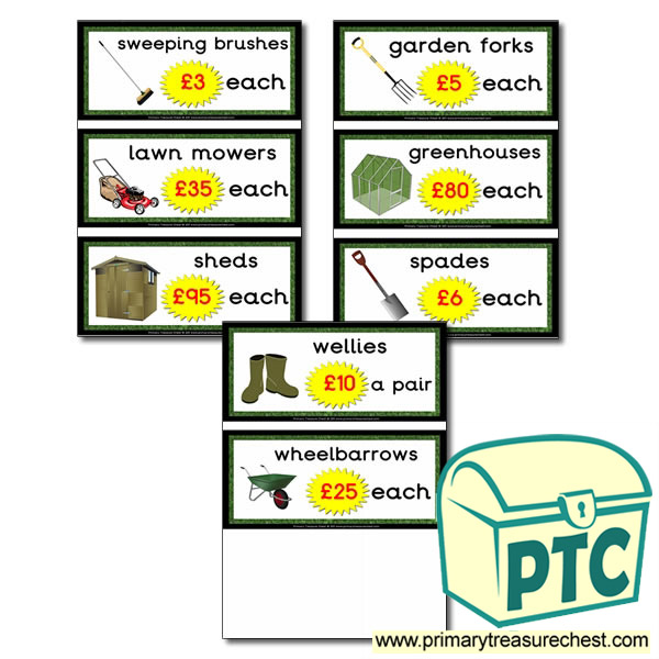 Role Play Garden Centre Equipment Prices (21p-£99)