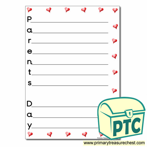 Parents' Day Acrostic Poem Sheet