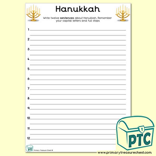 Hanukkah Themed Sentence Writng Activity