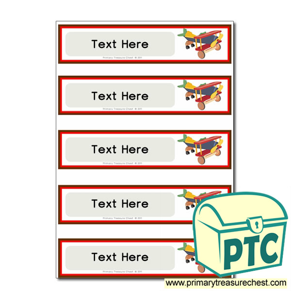 Toy Aeroplane Themed Pupil Drawer Labels (Small)