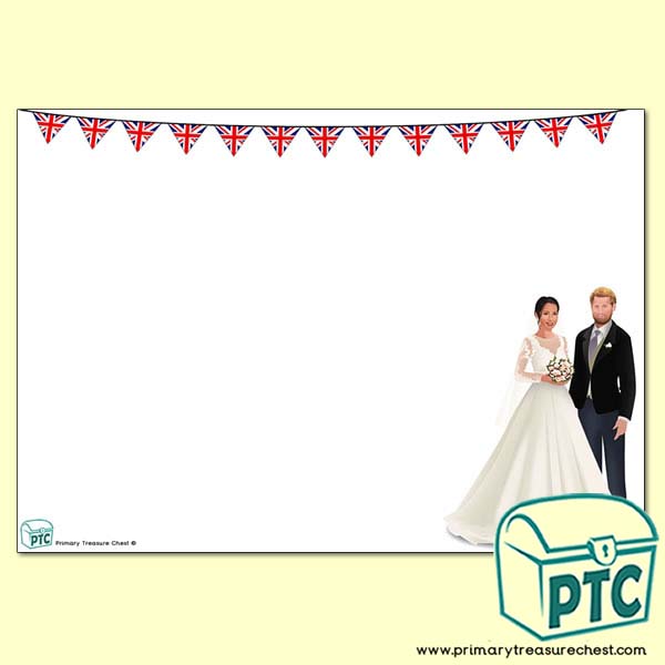 Harry and Meghan Wedding Landscape Page Border - no lines