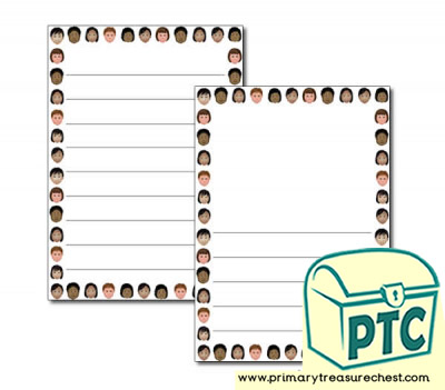Children's Faces Page Border/Writing Frame (wide lines)