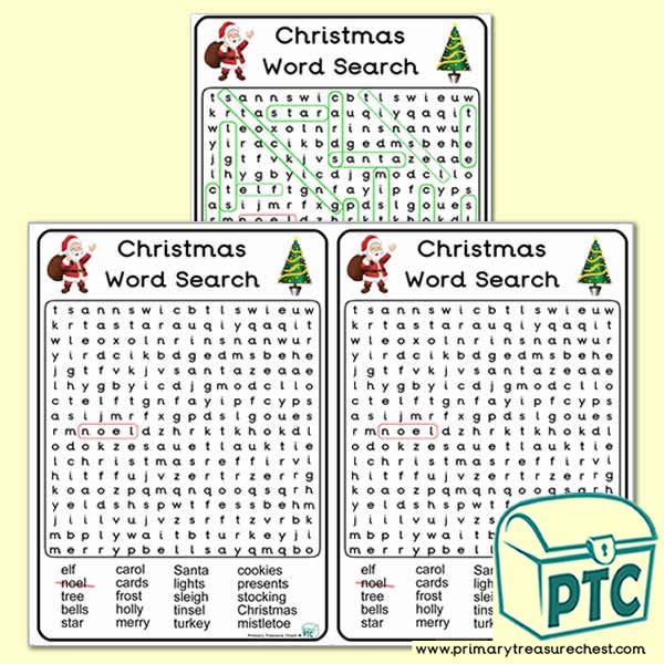 Christmas Word Search A5 Worksheet