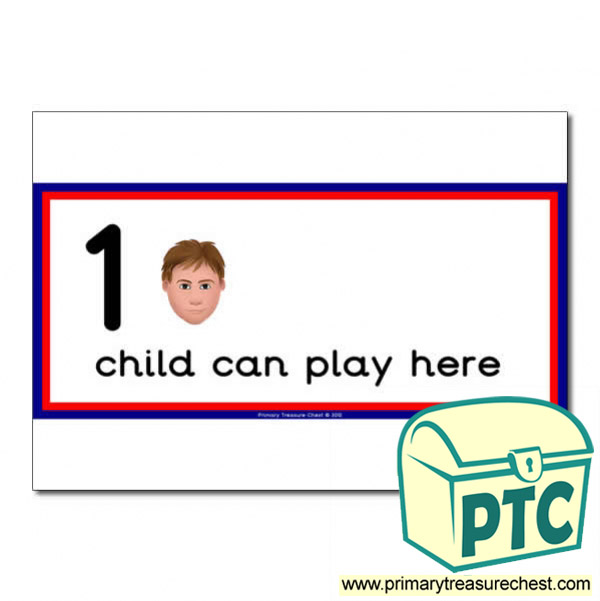 English Area Sign - Images of Faces - 1 child can play here - Classroom Organisation Poster