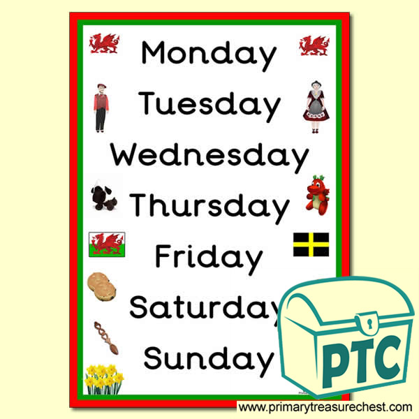 Welsh Themed Days of the Week Poster