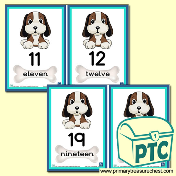 Digit Dog Themed Number Line 11 to 20