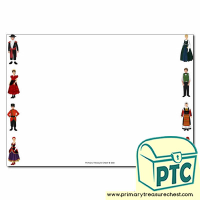 Traditional Costumes Landscape Page Border/Writing Frame (no lines)