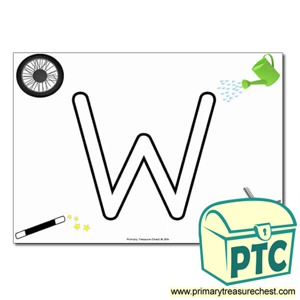 'W' Uppercase Bubble Letter A4 poster with high quality realistic images