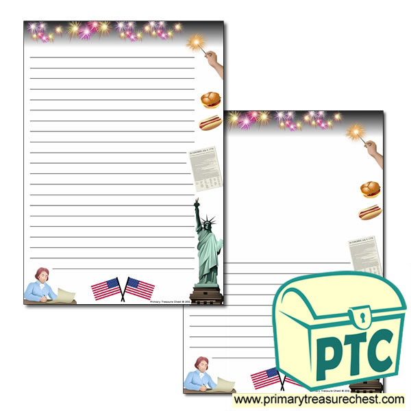 Independence Day Themed Writing Frame (narrow lines)