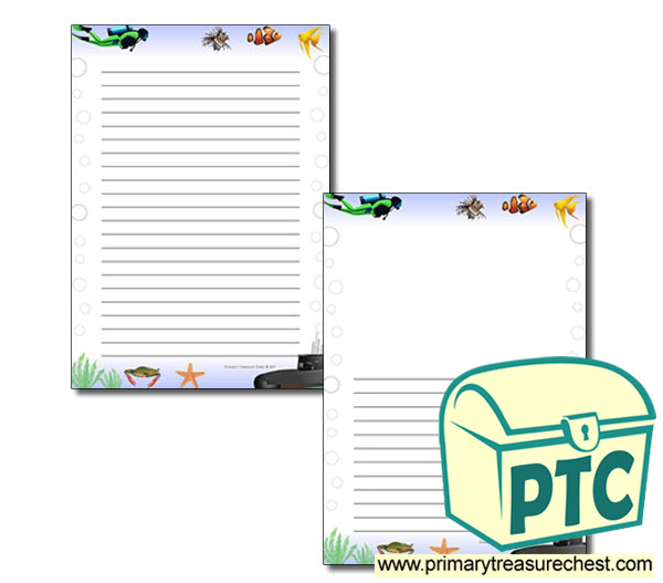 'Under the Sea' Themed Page Border/Writing Frame (narrow lines)