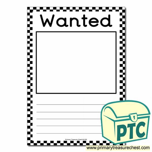 Role Play US Police Blank Wanted Poster Primary Treasure Chest