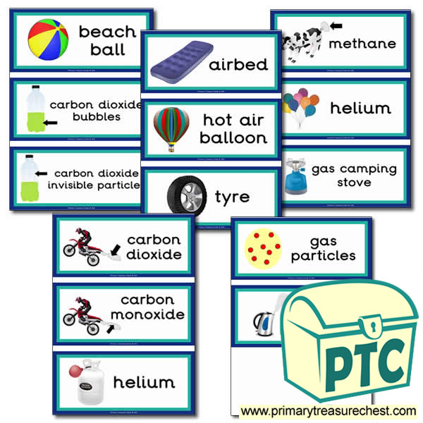 Solids Liquids and Gases Themed Flashcards - Primary Treasure Chest