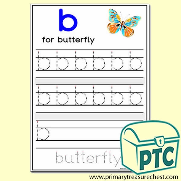 Letter Formation Activity Sheet - Letter 'b' - Primary Treasure Chest